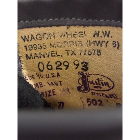 Justin 502 Vintage Gray Leather Lace-Up Combat Boots Stacked Heel Unisex 8 D - Picture 9 of 14